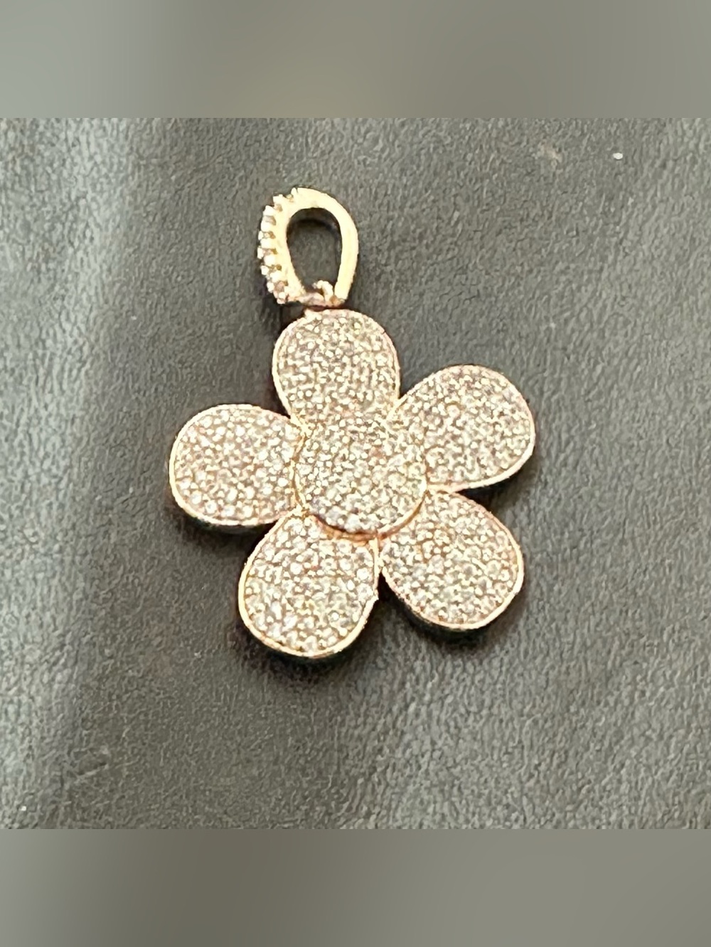 Rose Gold Pave Flower Pendant Charm